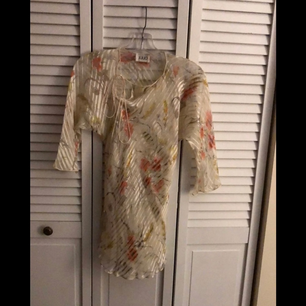 VINTAGE Julio Silk Cream/Orange Floral Top/Blouse